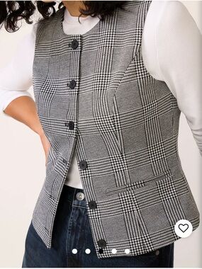 NWT Evereve Caroline Plaid Ponte Vest